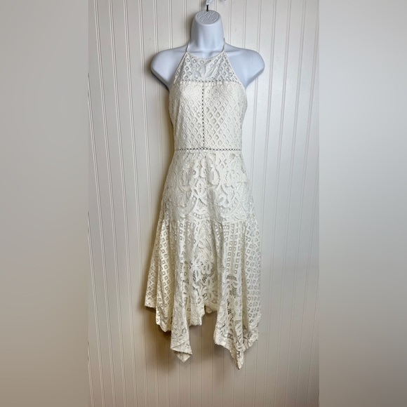 Parker Tulum Cambo White Lace Dress Halter, Midi, Asymmetrical I10 - Picture 5 of 11